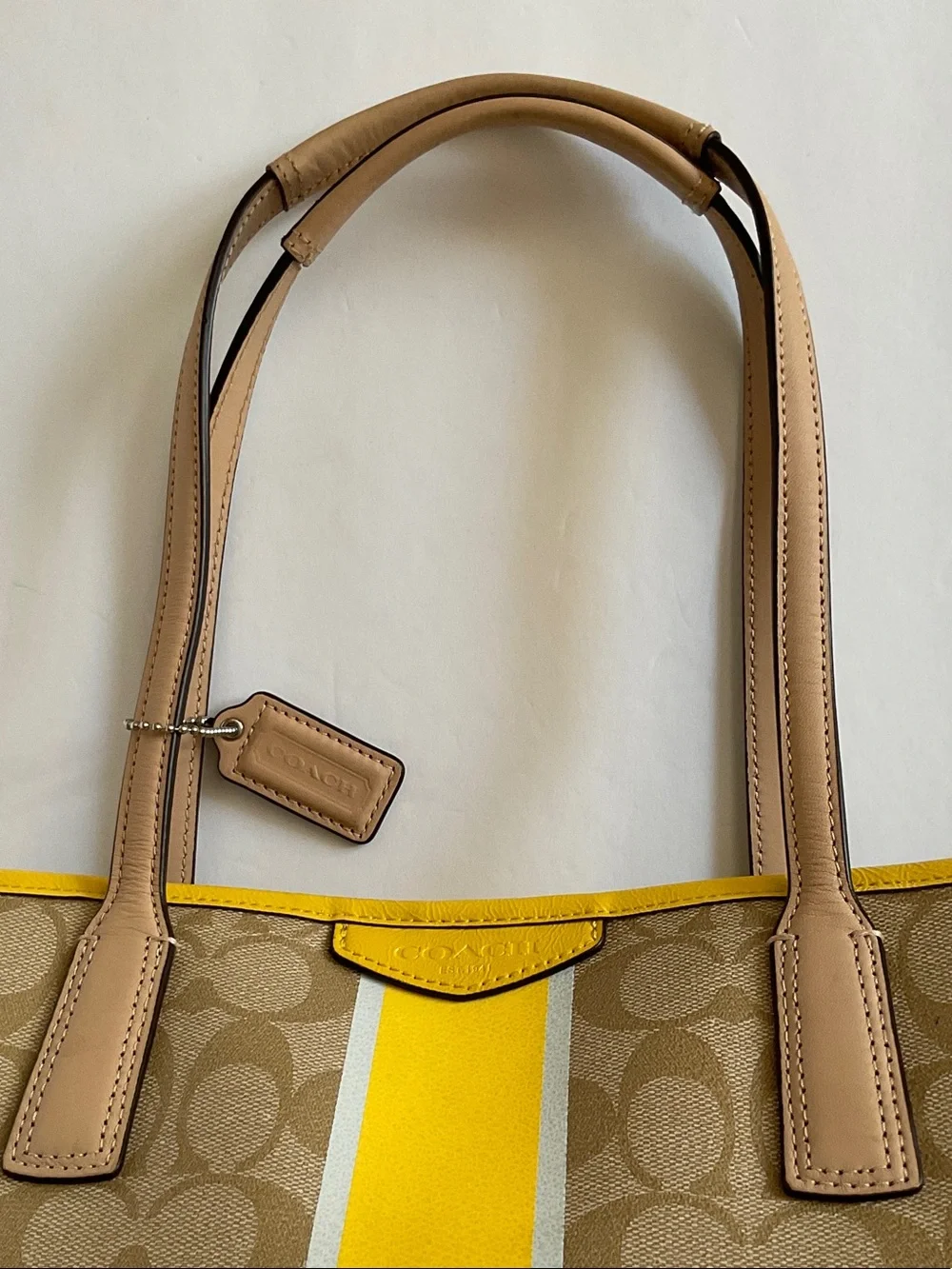 Coach Yellow and Tan Signature Tote